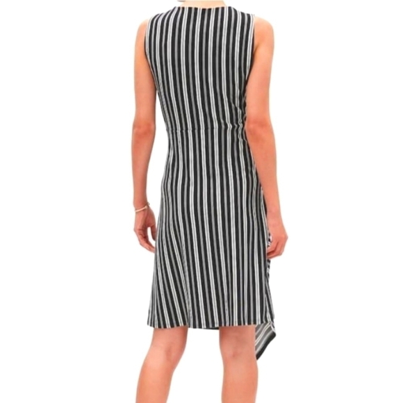 Banana Republic Black and White Striped Asymmetric Dress Medium - Picture 9 of 15